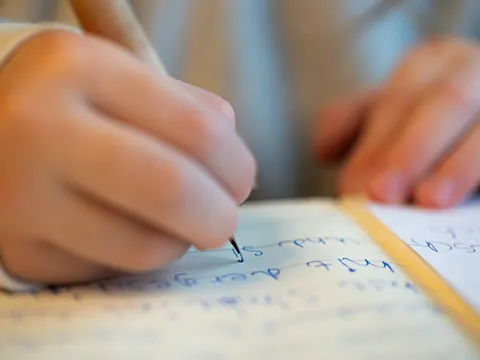 Child practising writing