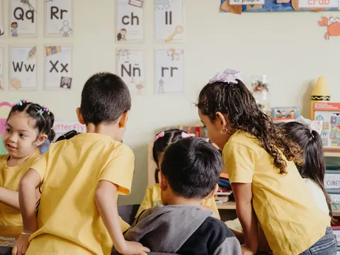 Children learning phonics in class